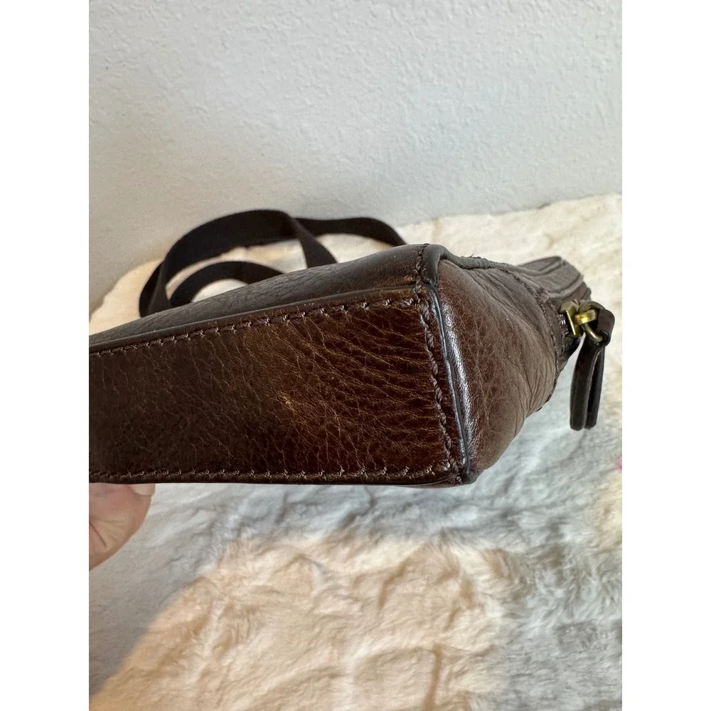 Fossil Mens Brown Rory Leather Courier Crossbody Messenger Bag Two Tone Small